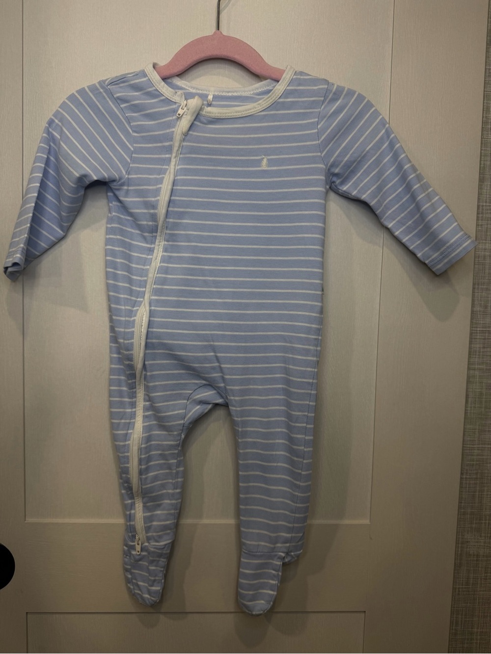 Light Blue & White Striped Footed One-Piece - Soft Everyday Romper